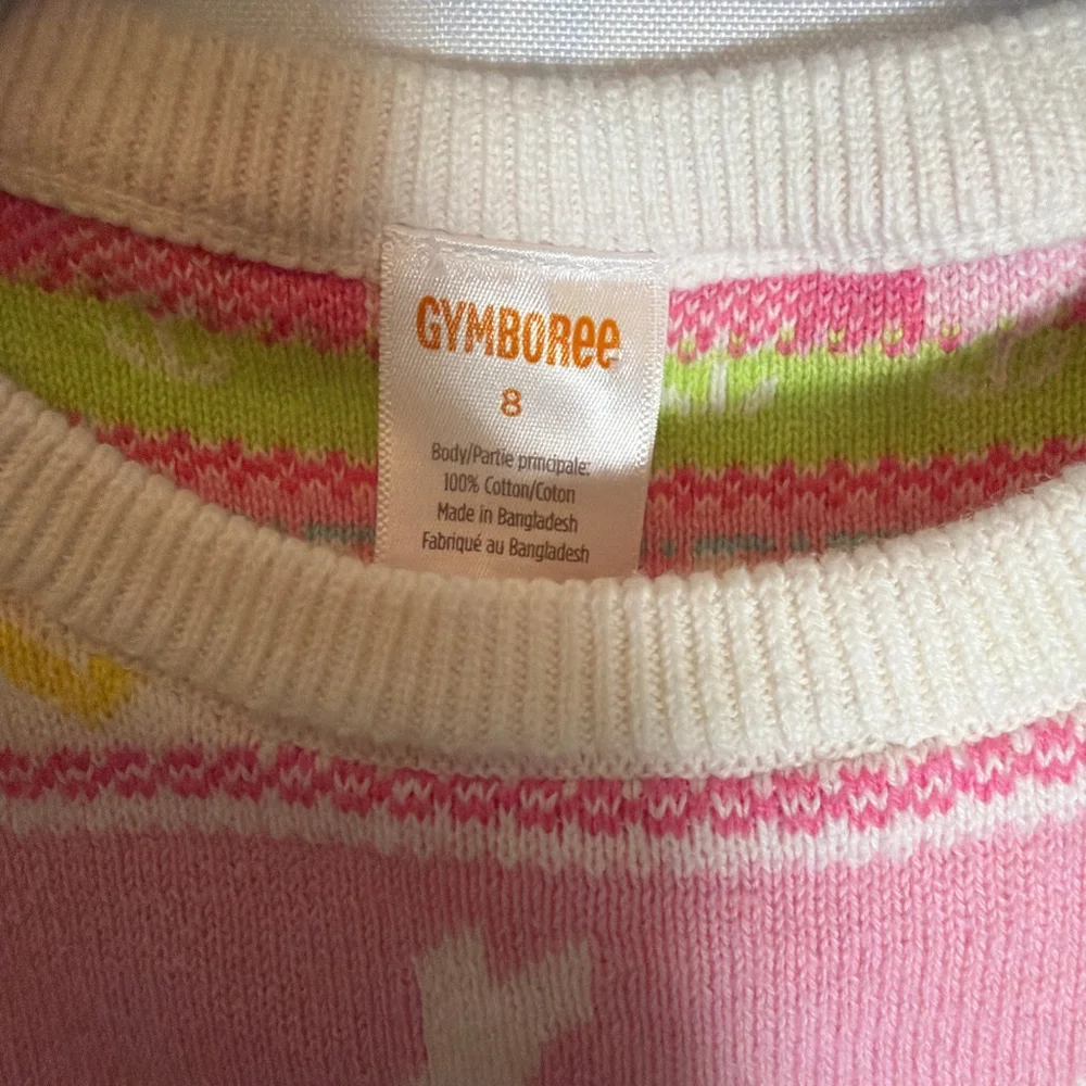 Gymboree Bunny Spring Flower Easter Intarsia Cotton Knit Sweater Dress Sz 8 EUC